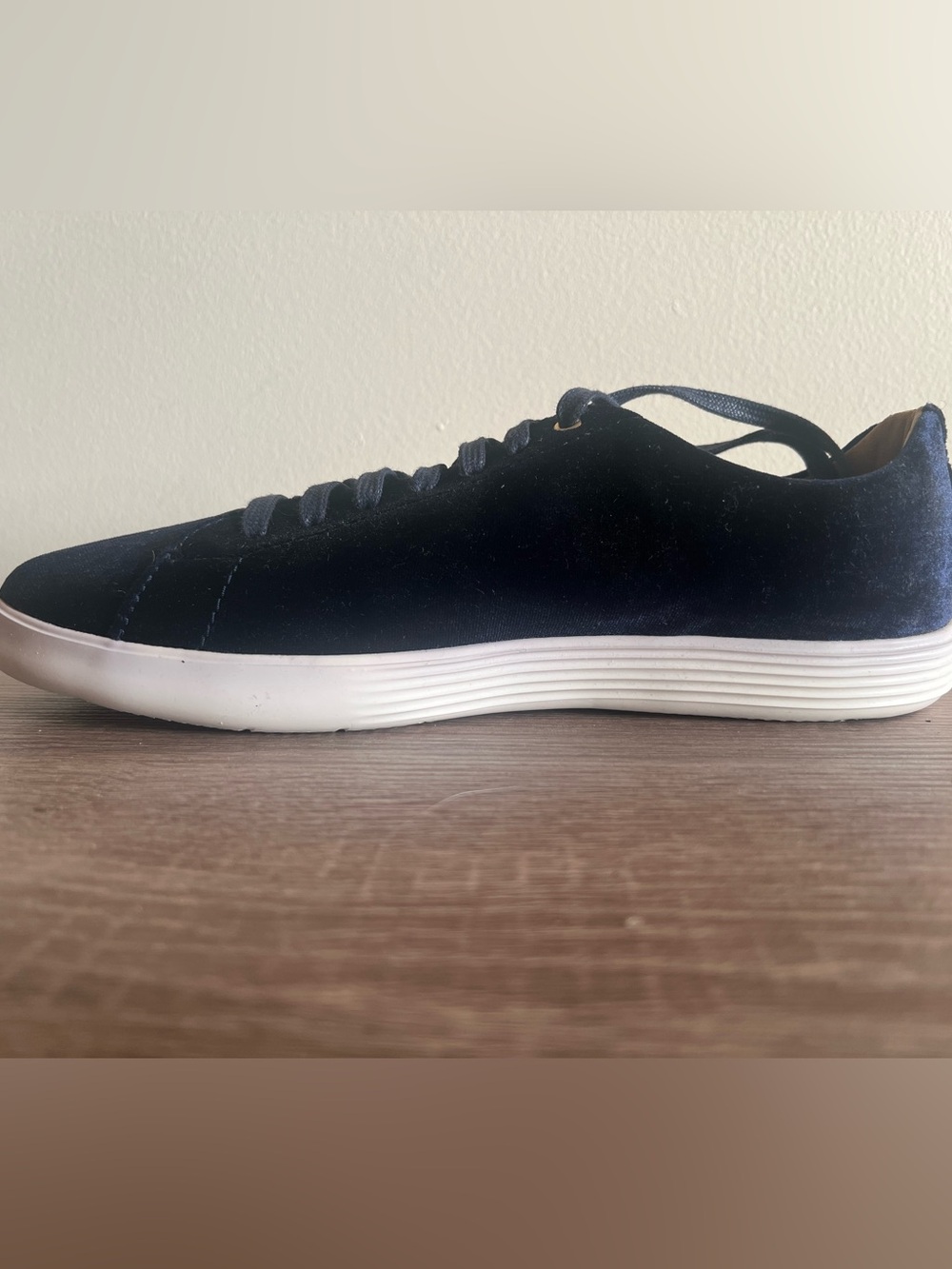 Cole Haan WoMen's Navy Velvet Low-Top Sneaker with White Sole